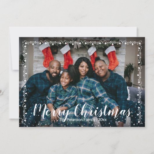 Vrolijke Kerstmis Garland bijgesneden Flat Foto Va Feestdagenkaart (Voorkant)