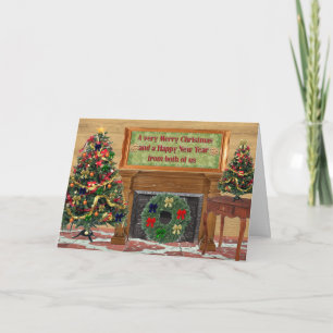 Vrolijke Kerstmis, Gelukkig Nieuwjaar Feestdagen Kaart