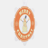 Vrolijke Kerstmis gelukkige sneeuwman beroemde kof Ornament Kaart (Rechts)