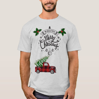 Vrolijke Kerstmis geruite vrachtwagen T-shirt