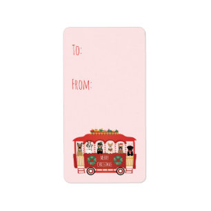 Vrolijke Kerstmis Honden Vakantie Trolly Etiket