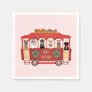Vrolijke Kerstmis Honden Vakantie Trolly Servet