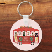 Vrolijke Kerstmis Honden Vakantie Trolly Sleutelhanger (Achterkant)