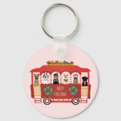 Vrolijke Kerstmis Honden Vakantie Trolly Sleutelhanger (Achterkant)