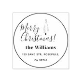 Vrolijke Kerstmis Houndstooth Tree Rubberstempel (Afrduk)