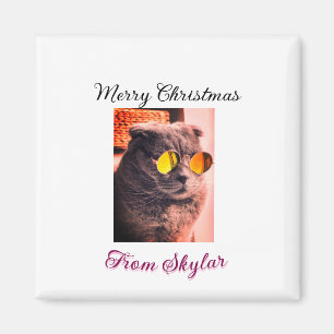 Vrolijke Kerstmis kat hond huisdier liefde foto Magneet
