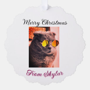 Vrolijke Kerstmis kat hond huisdier liefde foto Ornament Kaart