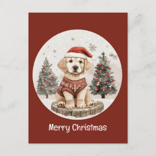 Vrolijke Kerstmis Labrador Retriever Puppy Briefkaart