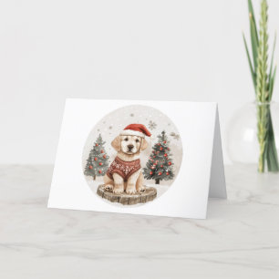 Vrolijke Kerstmis Labrador Retriever Puppy Feestdagen Kaart