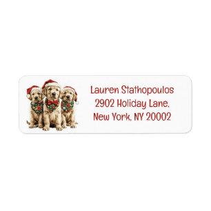 Vrolijke Kerstmis Labrador Retriever Santa Puppy D Etiket