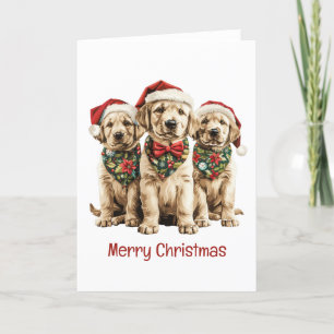Vrolijke Kerstmis Labrador Retriever Santa Puppy D Feestdagen Kaart