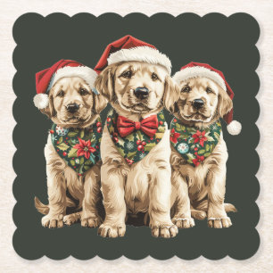 Vrolijke Kerstmis Labrador Retriever Santa Puppy D Kartonnen Onderzetters
