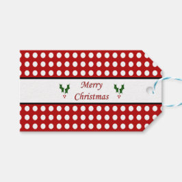 Vrolijke Kerstmis met een patroon van de Stip Cadeaulabel