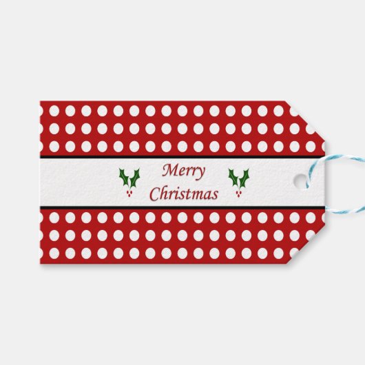 Vrolijke Kerstmis met een patroon van de Stip Cadeaulabel (Voorkant (Horizontaal))