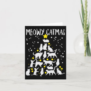 Vrolijke Kerstmis Miauw Kerstboom Kerstmis Kat Chr Kaart