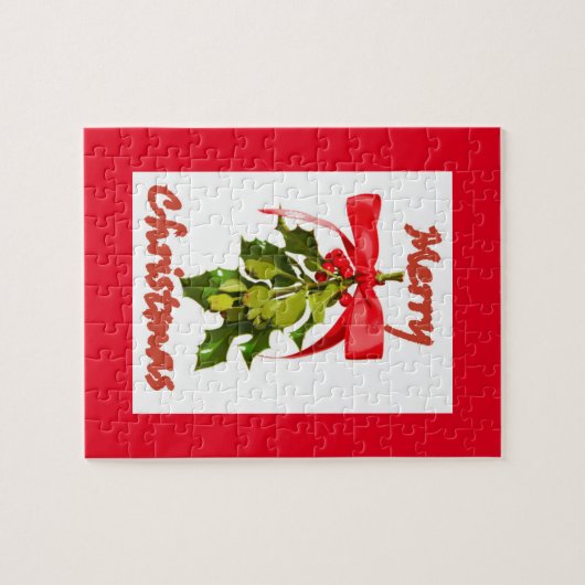 vrolijke kerstmis mistletoe legpuzzel (Horizontaal)