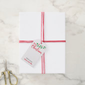 Vrolijke Kerstmis Mistletoe tak en sneeuwvlokken Cadeaulabel (Met Touw)