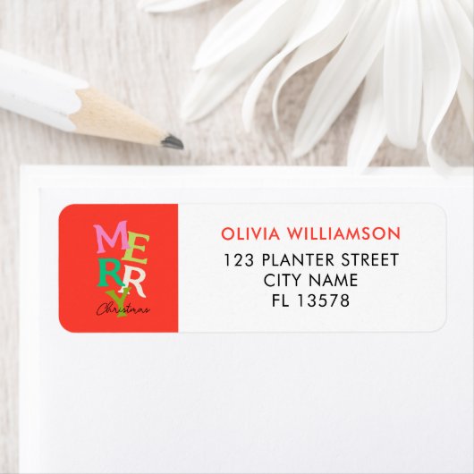 Vrolijke Kerstmis Moderne Heldere Vakantie Etiket (Insitu)