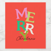 Vrolijke Kerstmis Moderne Heldere Vakantie Wijn Etiket (Enkel label)