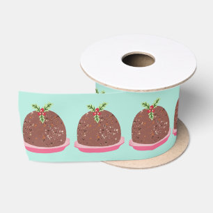 Vrolijke Kerstmis Moderne Pudding Illustratie Lint