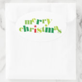 Vrolijke Kerstmis Moderne Typografie Ovale Sticker (Tas)