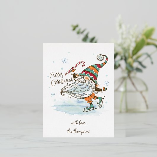 Vrolijke Kerstmis Nordic Gnome Kerstmis Folie Feestdagen Briefkaart (Staand Voorkant)