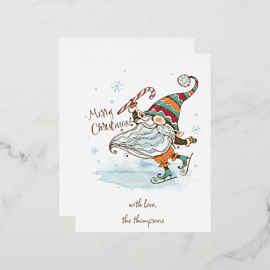 Vrolijke Kerstmis Nordic Gnome Kerstmis Folie Feestdagen Briefkaart (Voorkant / Achterkant)