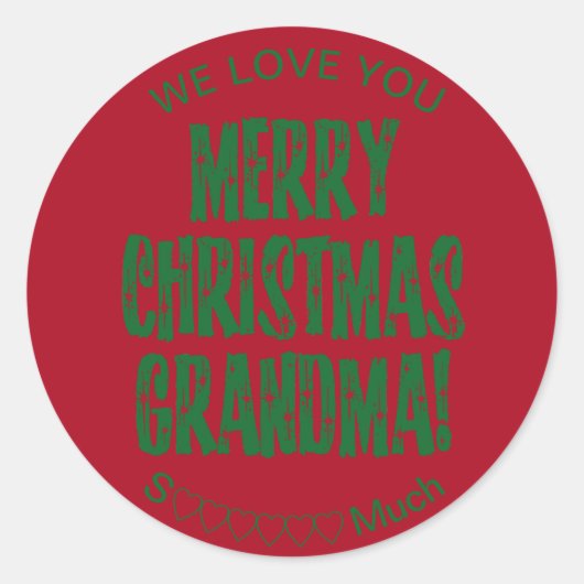 Vrolijke Kerstmis Oma Wij houden van je Ronde Sticker (Voorkant)