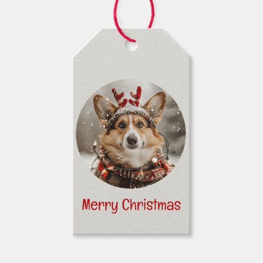 Vrolijke Kerstmis Pembroke Welsh Corgi Dog Cadeaulabel (Voorkant)