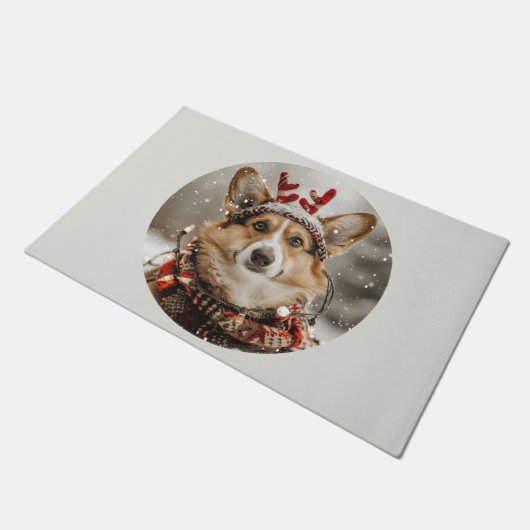 Vrolijke Kerstmis Pembroke Welsh Corgi Dog Deurmat (Schuin)