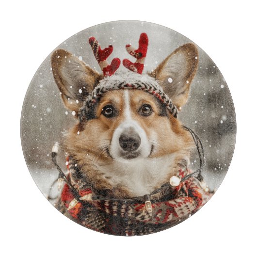 Vrolijke Kerstmis Pembroke Welsh Corgi Dog Snijplank (Voorkant)