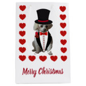 Vrolijke Kerstmis Poodle Gift Bag Medium Cadeauzakje (Voorkant)