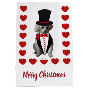 Vrolijke Kerstmis Poodle Gift Bag Medium Cadeauzakje