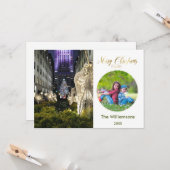 Vrolijke Kerstmis Rockefeller Boom en Familie Foto Kaart (Voorkant / Achterkant in situ)