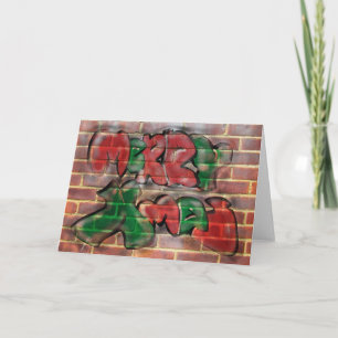 Vrolijke Kerstmis Rode Groene Graffiti Feestdagen Kaart
