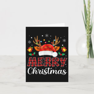 Vrolijke Kerstmis Rode Kerstman Hoed Rendier Xmas  Kaart