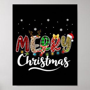 Vrolijke Kerstmis Rode Kerstman Hoed Rendier Xmas Poster