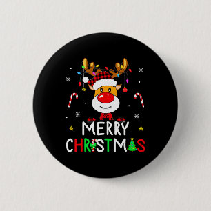 Vrolijke Kerstmis Rode Kerstman Hoed Rendier Xmas  Ronde Button 5,7 Cm