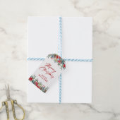 VROLIJKE KERSTMIS RODE SCRIPT TYPOGRAFIE CADEAULABEL (Met Touw)