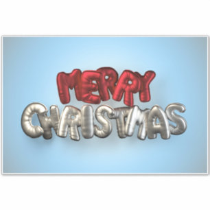 Vrolijke Kerstmis Rode & Zilveren Mylar Ballon Let Sticker