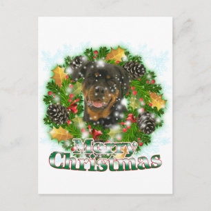 Vrolijke Kerstmis Rottweiler Feestdagenkaart