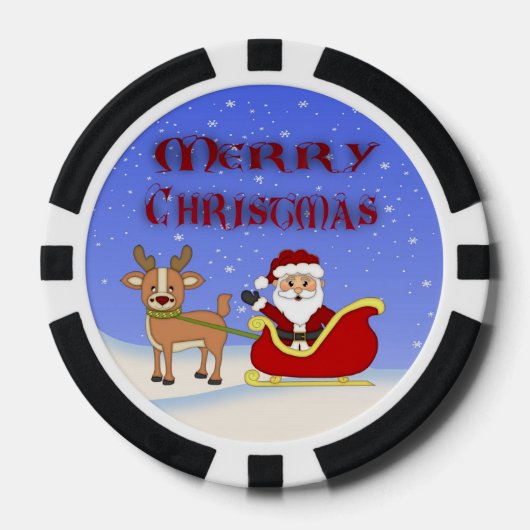 Vrolijke Kerstmis Santa Poker Chips (Voorkant)