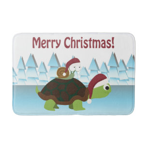 Vrolijke Kerstmis! Schildpad en Slak Badmat