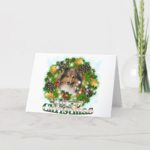 Vrolijke Kerstmis Sheltie Feestdagen Kaart