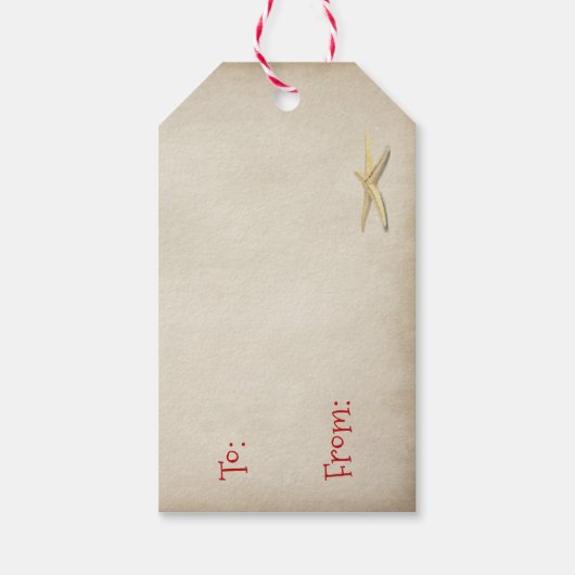 Vrolijke Kerstmis sneeuwpop op strand Cadeaulabel (Achterkant)