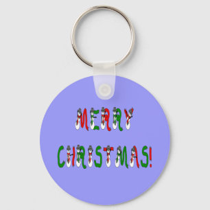 Vrolijke Kerstmis Snowman Font Typografie Groen Ro Sleutelhanger
