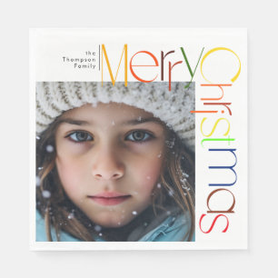Vrolijke Kerstmis speelse letters aangepaste foto Servet
