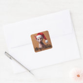 Vrolijke Kerstmis Sphynx Kat, Kerstmis Santa Sphyn Vierkante Sticker (Envelop)