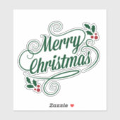 Vrolijke Kerstmis sprankeling en glans groene teks Sticker (Vel)