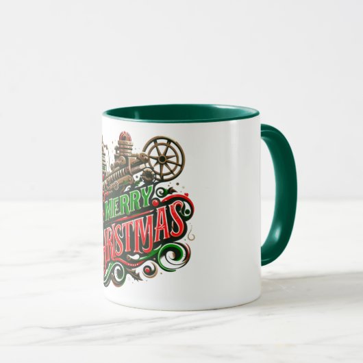 Vrolijke Kerstmis steampunk Mok (Voorkant rechts)